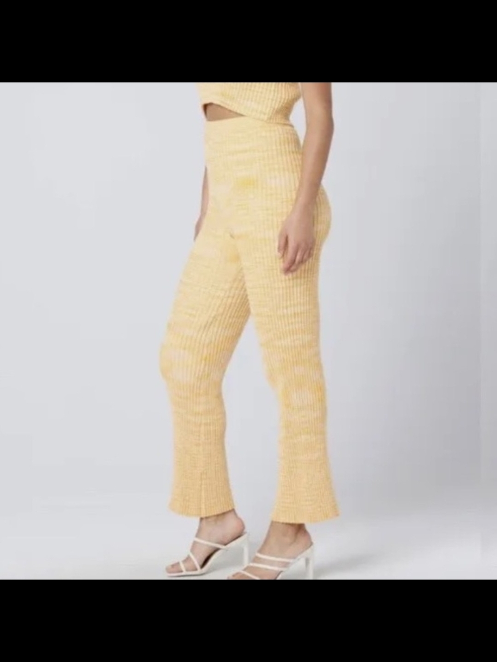 l*space Yellow Ribbed High-Waist Flare Knit Pants NWT XS